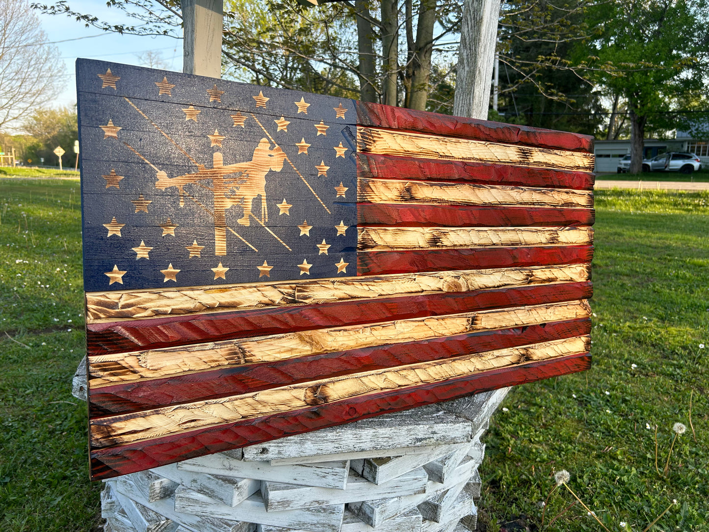 The Lineman’s Legacy™ Hand-Carved Flag