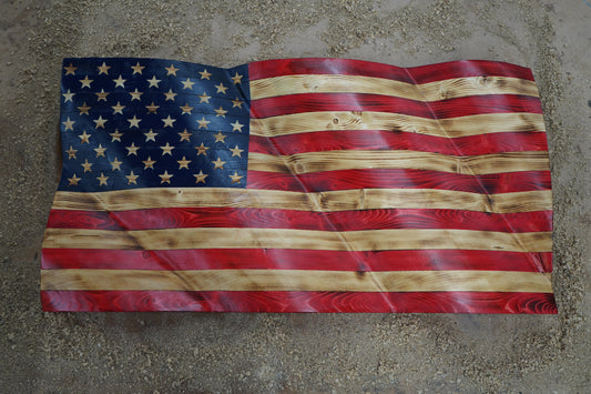Wavy 3D American Flags