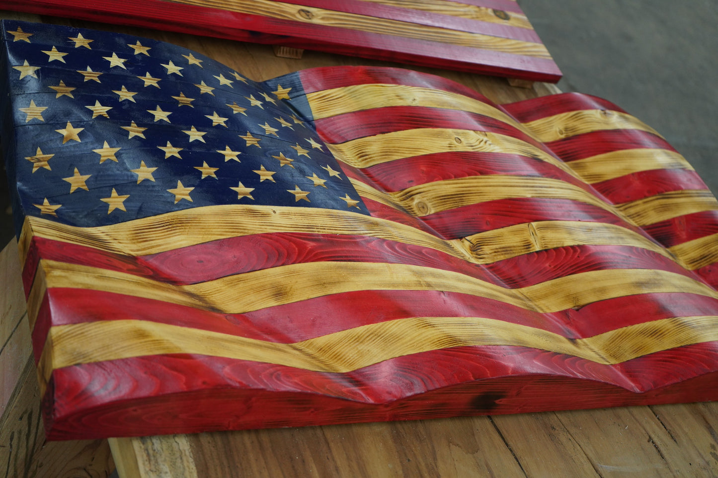 Wavy 3D American Flags