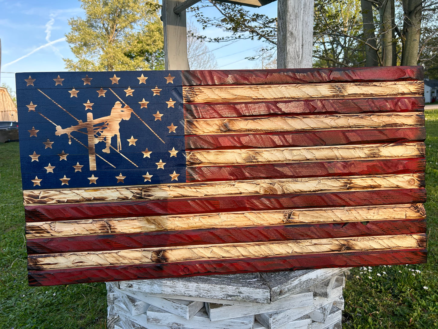 The Lineman’s Legacy™ Hand-Carved Flag