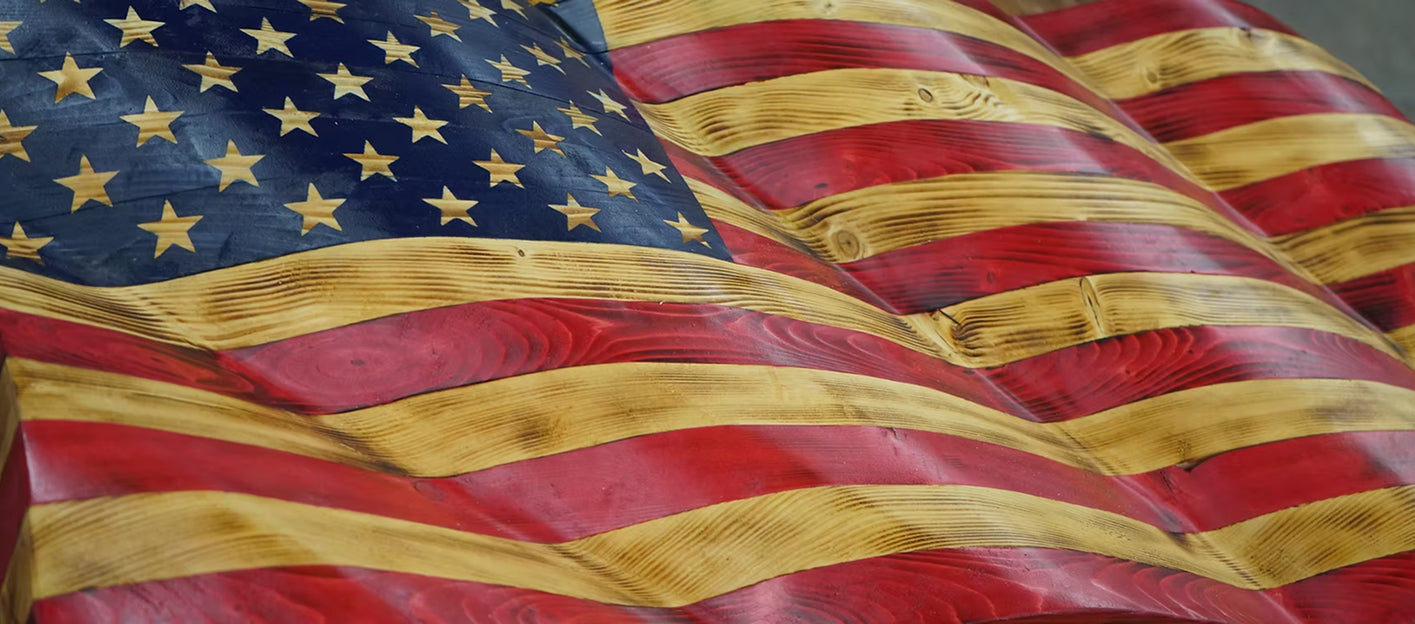 Wavy 3D American Flags